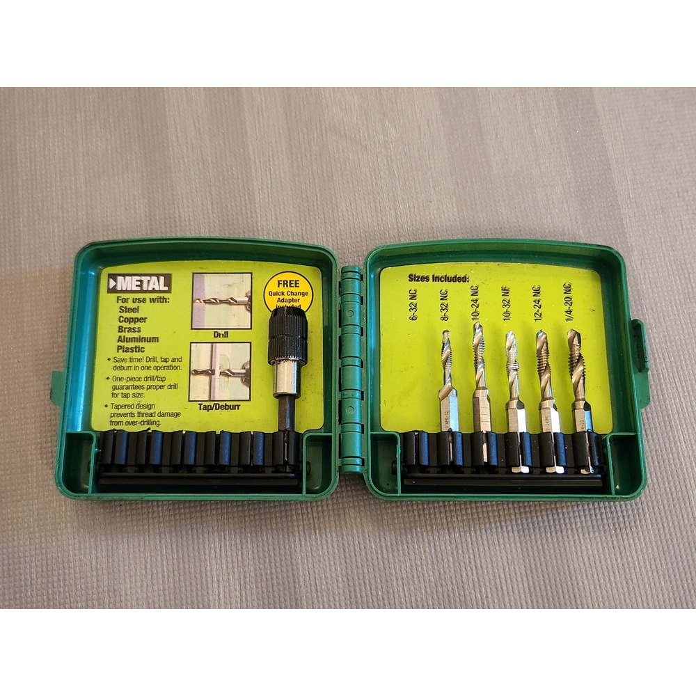 Greenlee DTAPKIT Combination Drill Tap Bit Set 6 Piece with Quick Change Adapter